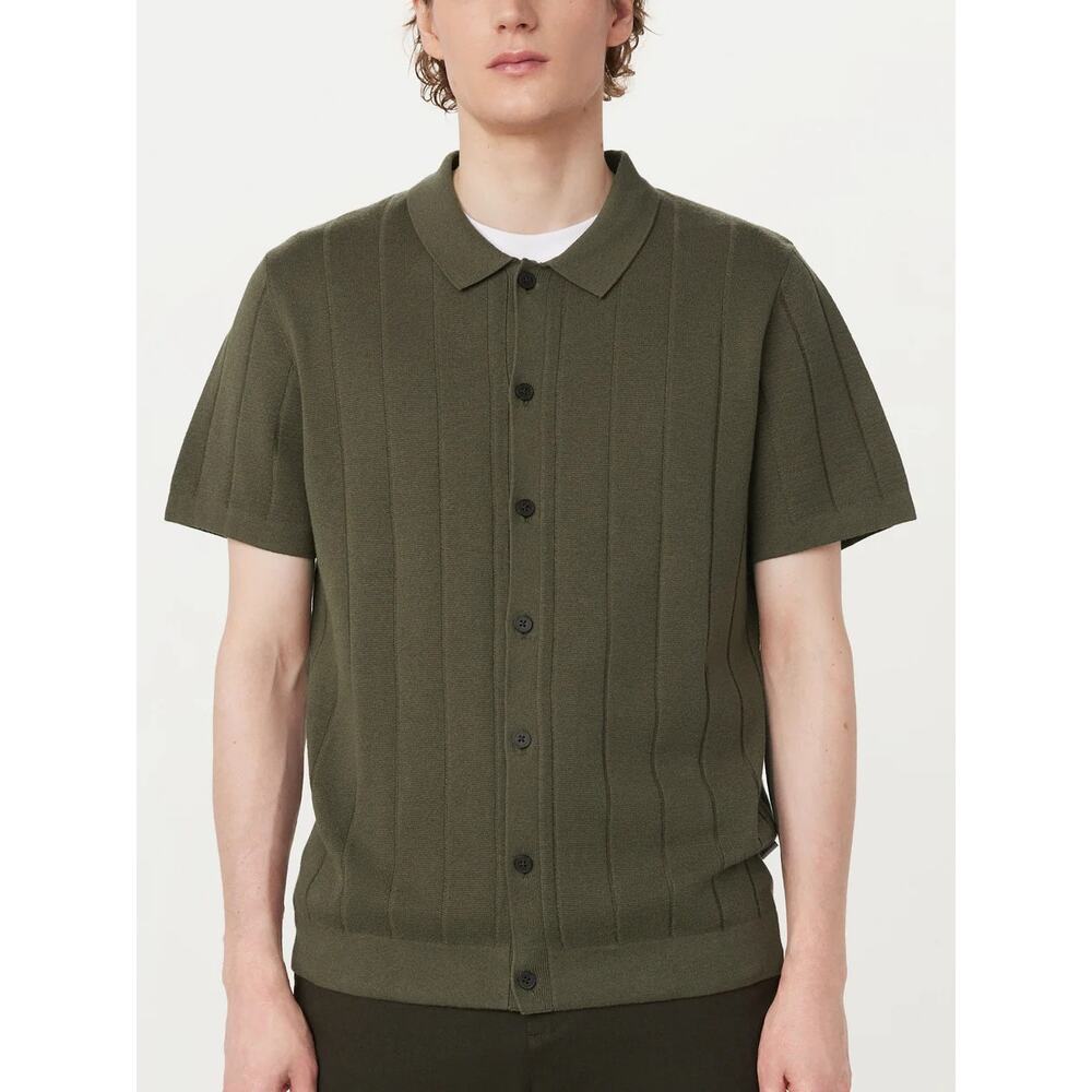 $100 New RARE Frank & Oak The Short Sleeve Button Up Knit - XL - Green
